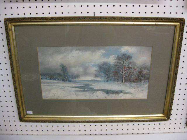 Appraisal: R Sengeman Watercolor winter landscape approx x image area