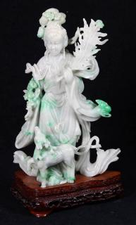 Appraisal: Chinese Jade Figural Carving Celestial Beauty Chinese jade carving featuring