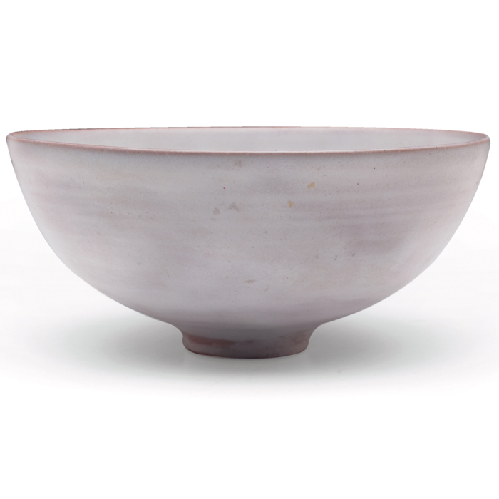 Appraisal: Natzler bowl elegant flaring andfooted shape in red clay under