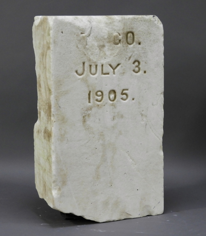 Appraisal: WHITE MARBLE PET CEMETERY GRAVESTONE MARKER United States Square form