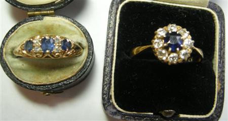 Appraisal: A sapphire and diamond ring set in ct gold and