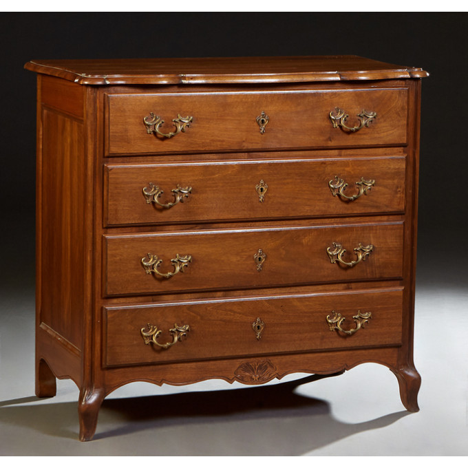 Appraisal: French Provincial Louis XV Style Carved Walnut Commode late th