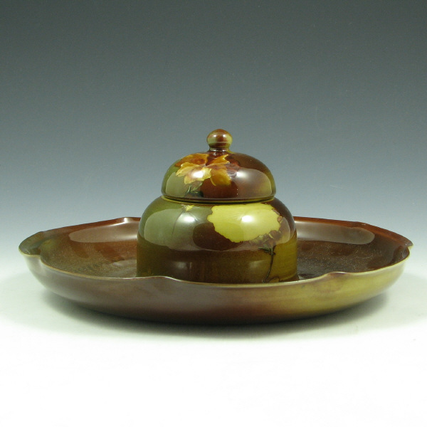 Appraisal: Rookwood Standard Glaze Smoker by Toohey Rookwood Standard glaze ashtray