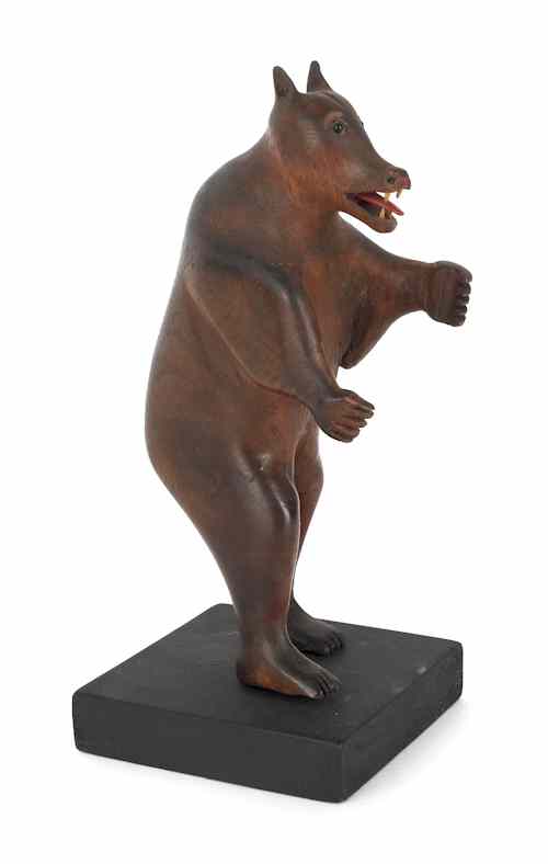 Appraisal: American carved walnut figure of a standing bear ca with