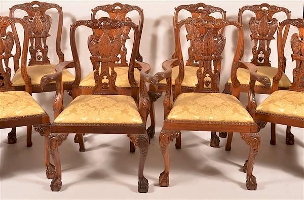 Appraisal: Set of Eight Chippendale Style Mahogany Chairs Set of Eight