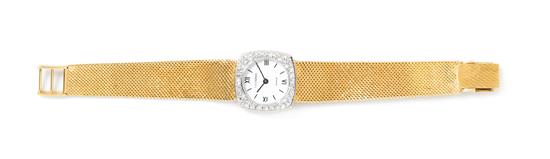 Appraisal: Sale Lot An Karat Yellow Gold Platinum and Diamond Watch