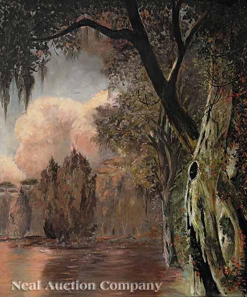 Appraisal: American Louisiana th c Bayou Plaquemines oil on canvas unsigned