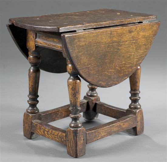 Appraisal: Charles II oak drop leaf small table th Century Oval