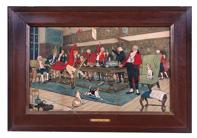 Appraisal: A COLOURED PRINT by Cecil Aldin entitled 'The Hunt Supper'