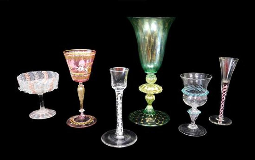 Appraisal: GLASS Stemware six pieces including Venetian th C a green