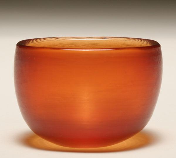 Appraisal: Venini Inciso bowl deep orange with incised surface Three line