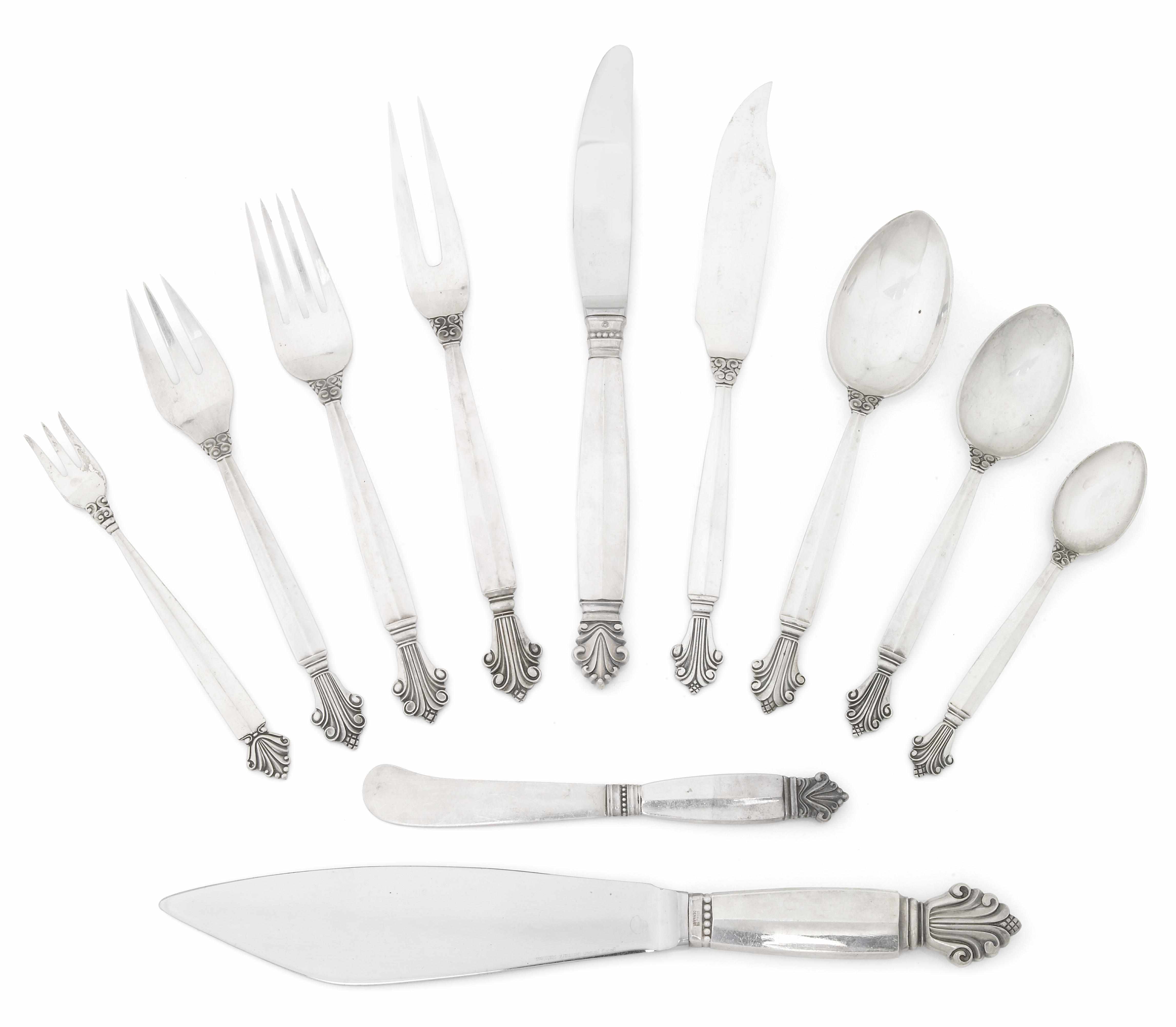 Appraisal: A Georg Jensen sterling silver flatware service for twelve in