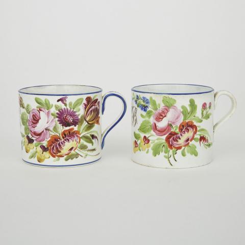 Appraisal: Two Bristol Pottery Pearlware Mugs dated and with painted initials