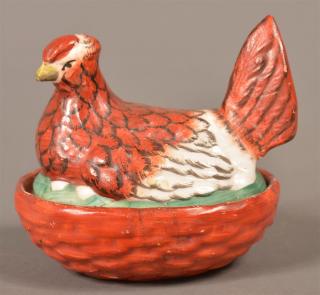 Appraisal: Staffordshire Small Hen on Nest Covered Dish Hand Painted Staffordshire