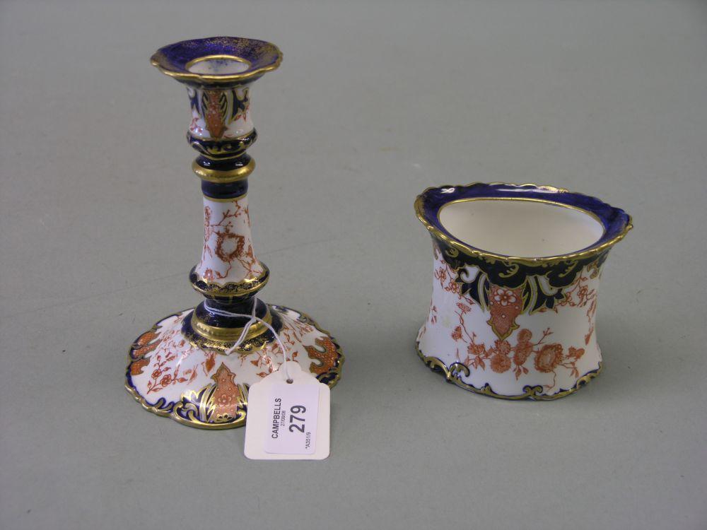 Appraisal: A Royal Crown Derby candlestick in painted with a Japan