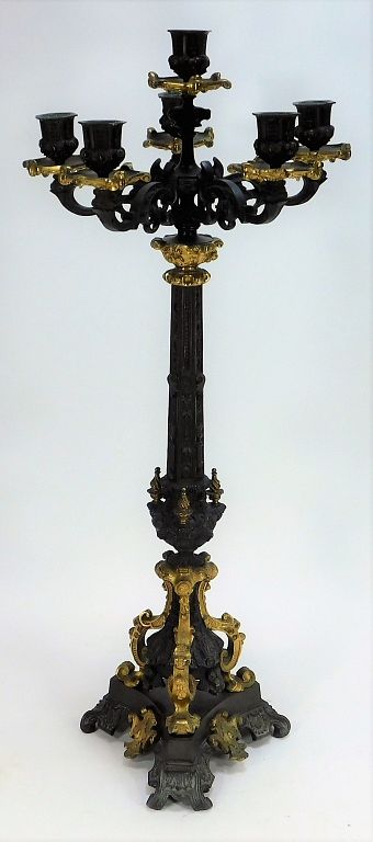 Appraisal: French Gilt Bronze Light Candelabra France Early th Century Ornate