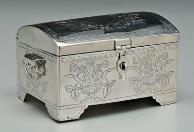 Appraisal: Russian silver box trunk form with domed top and two