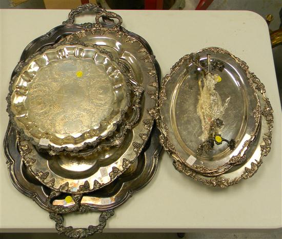 Appraisal: Silverplate including seven assorted size trays and a dish rack