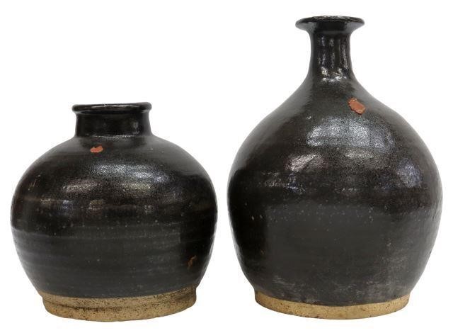 Appraisal: lot of Chinese glazed earthenware jars wine and water forms