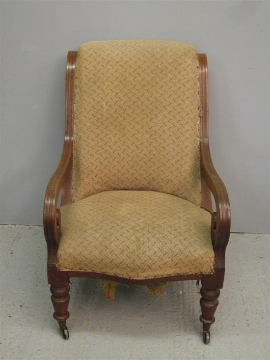 Appraisal: Late Victorian upholstered open armchair