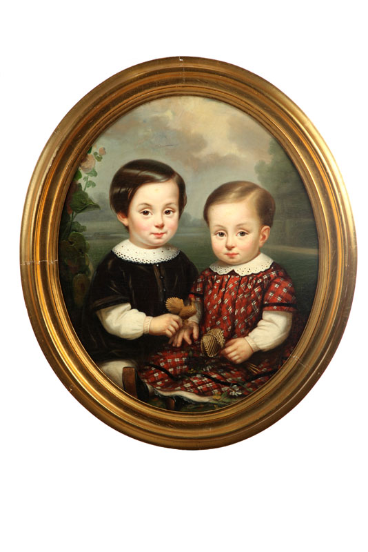 Appraisal: DOUBLE PORTRAIT OF TWO BOYS EUROPEAN SCHOOL MID TH CENTURY