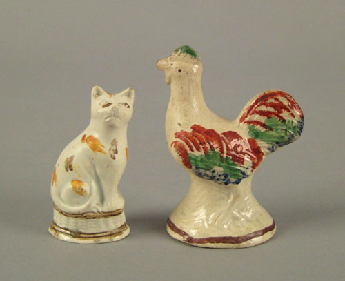 Appraisal: Staffordshire figure of a seated cat ca h together with