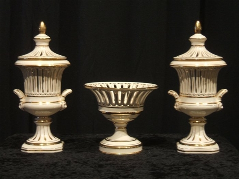 Appraisal: ITALIAN THREE PIECE GILT GARNITURE SET Comprising two covered urn