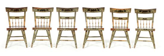 Appraisal: SET OF SIX DECORATED CHAIRS Attributed to Lancaster Pennsylvania -