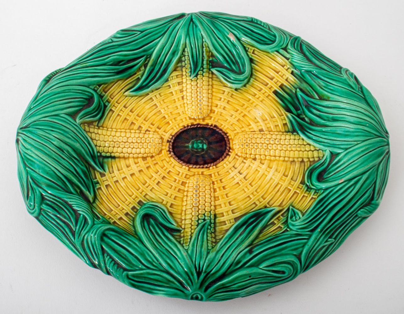 Appraisal: ADAMS BROMLEY ENGLISH MAJOLICA CORN PLATTER C Adams Bromley English