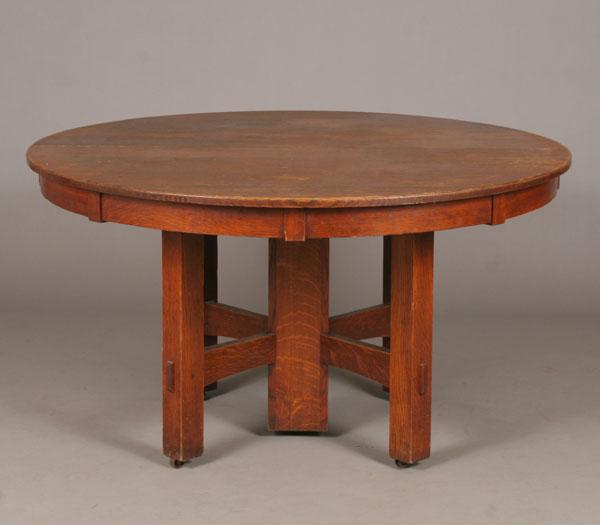 Appraisal: Stickley Brothers Bros Mission oak dining table with leaf five