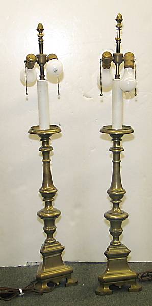 Appraisal: A pair of Italian bronze candle prickets mid th century