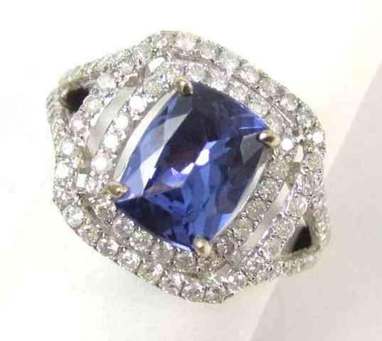 Appraisal: TANZANITE DIAMOND AND WHITE GOLD RING k gold featuring a