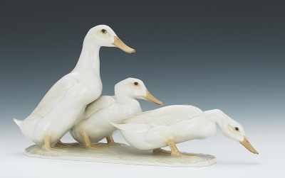 Appraisal: A Hutschenreuther Figural of Ducks Glazed ceramic figural of three