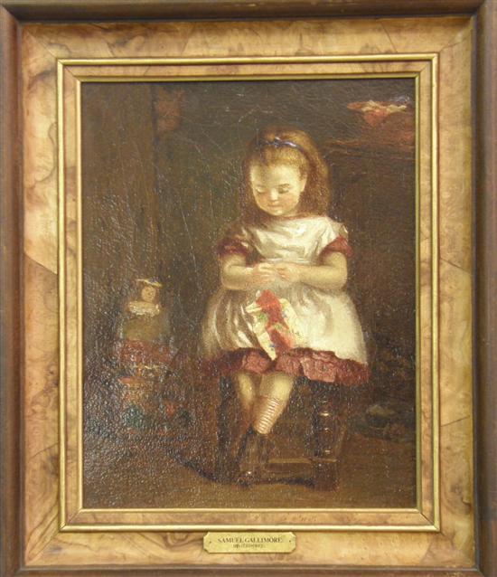 Appraisal: Samuel Gallimore oil on canvas Seated girl Idle Moments unsigned