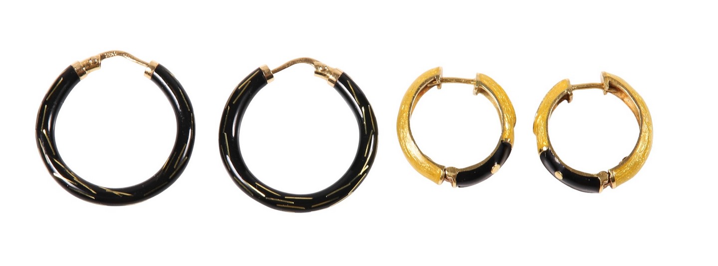 Appraisal: Pair k enamel hoop earrings to include Hidalgo unmarked K