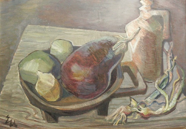 Appraisal: Ernest Ulman Still Life acrylic on card initialed 'E U'