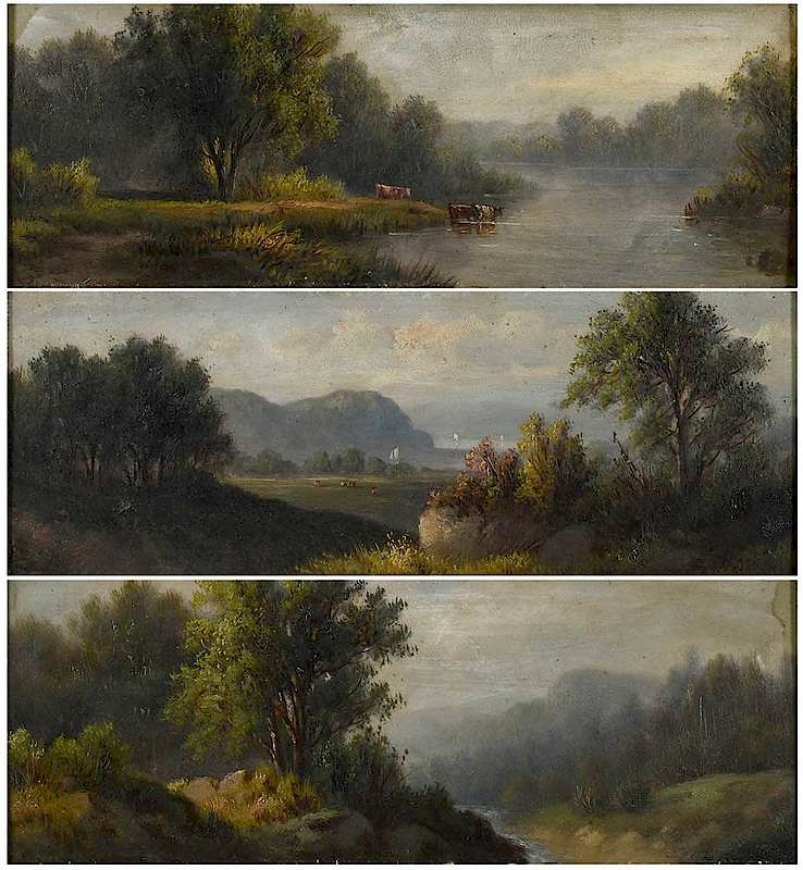 Appraisal: American School River Landscape th Century Three unsigned Hudson River