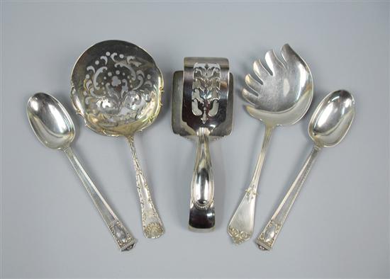 Appraisal: FOUR AMERICAN SILVER SERVING UTENSILS Tiffany Co maker including Spoons