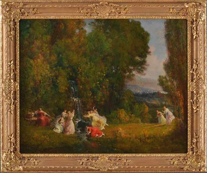 Appraisal: ATTRIBUTED TO FRANCOIS MAURY MAIDEN FROLICKING IN PASTORAL LANDSCAPE Oil