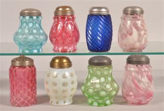 Appraisal: Various Opalescent and Pattern Glass Muffineers Tallest measures - h