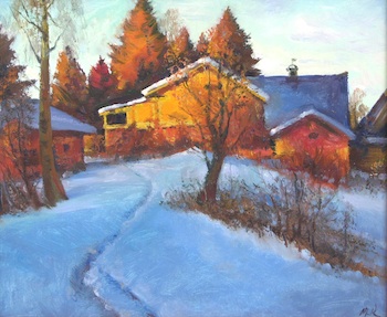 Appraisal: Mark Kremer Russian b Winter evening landscape Oil on canvas