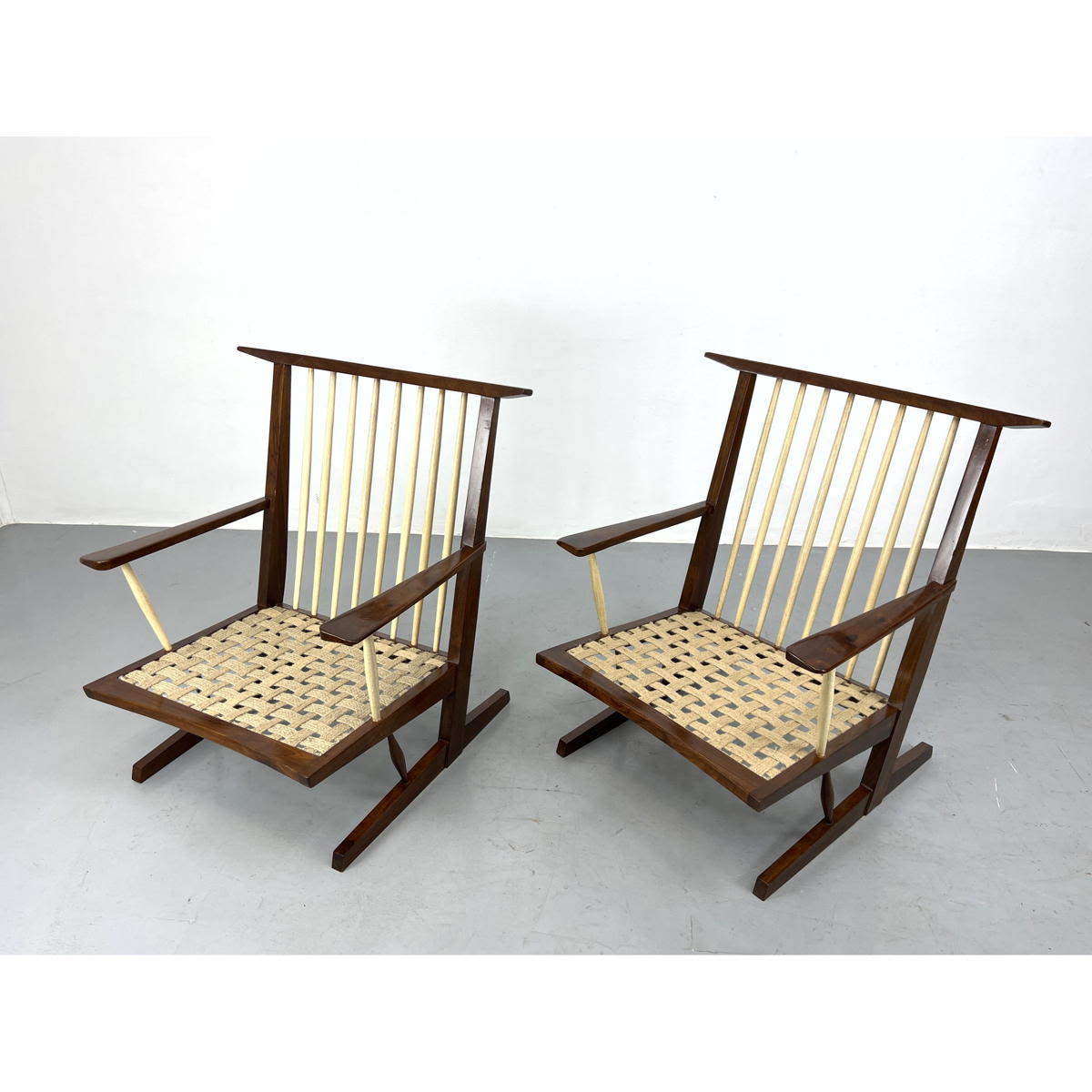 Appraisal: Pr Custom Design Spindle Back Lounge Chairs Manner of George