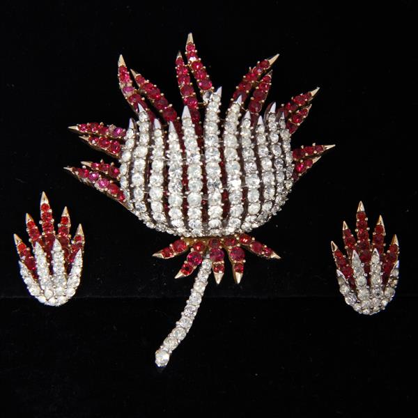 Appraisal: Trifari Alfred Philippe dimensional red and colorless rhinestone diamante flower