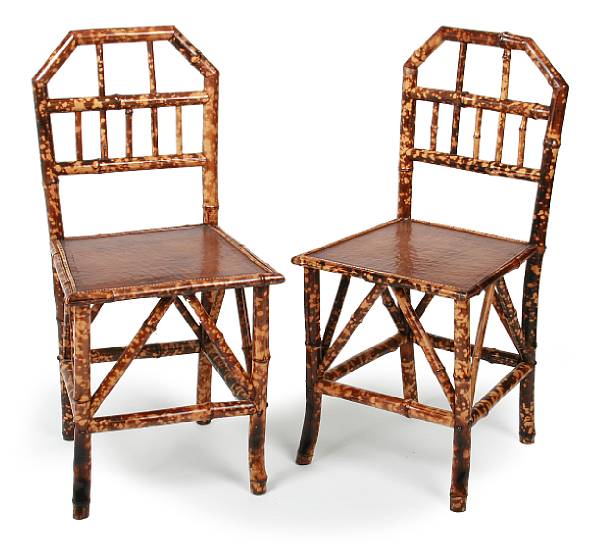 Appraisal: A pair of bamboo side chairs height in width in