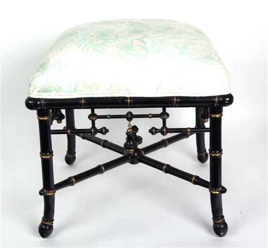 Appraisal: Sale Lot An Eastlake Style Ebonized and Gilt Decorated Stool