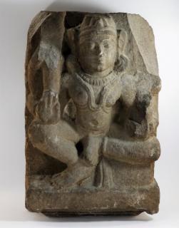 Appraisal: Indian Hindu Carved Stone Stele of a Seated Vishnu INDIA