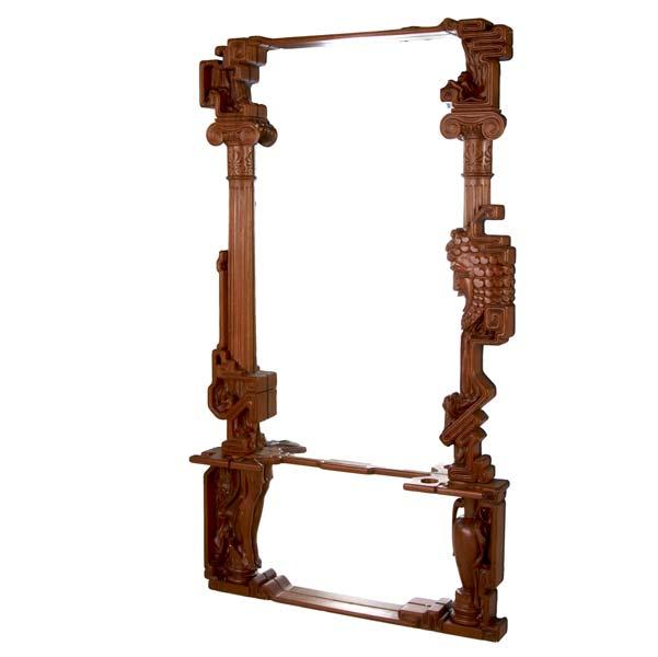 Appraisal: VIKTOR BONDARENKO Constructivist mahogany hall mirror with heavily carved frame