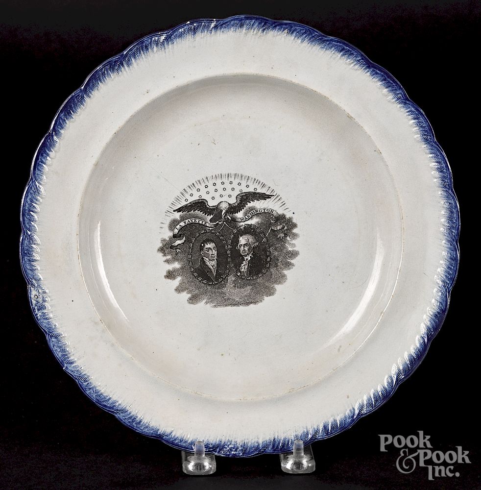 Appraisal: Pearlware blue feather edge plate Exclusive on Bidsquare Pearlware blue