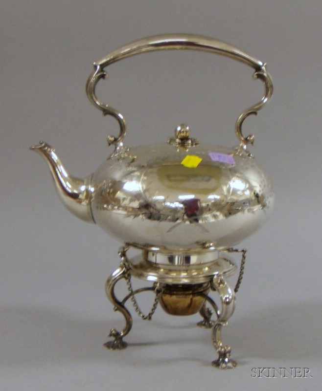 Appraisal: English Silver Plate Kettle on Stand with Burner