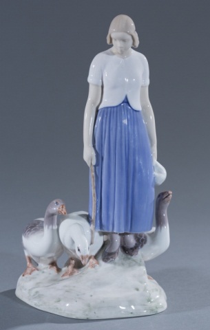 Appraisal: Bing Grondahl Woman And Geese Figurine Marked on bottom H